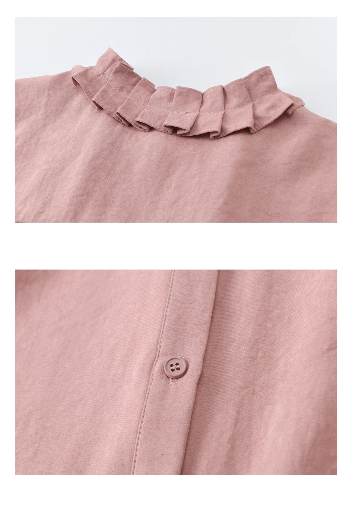 MISHOW Women's Peach Skin Solid Shirt 2026 Spring Ruffled Crew Neck Single-breasted Tops Casual Long Sleeve Shirts MXF11C2431