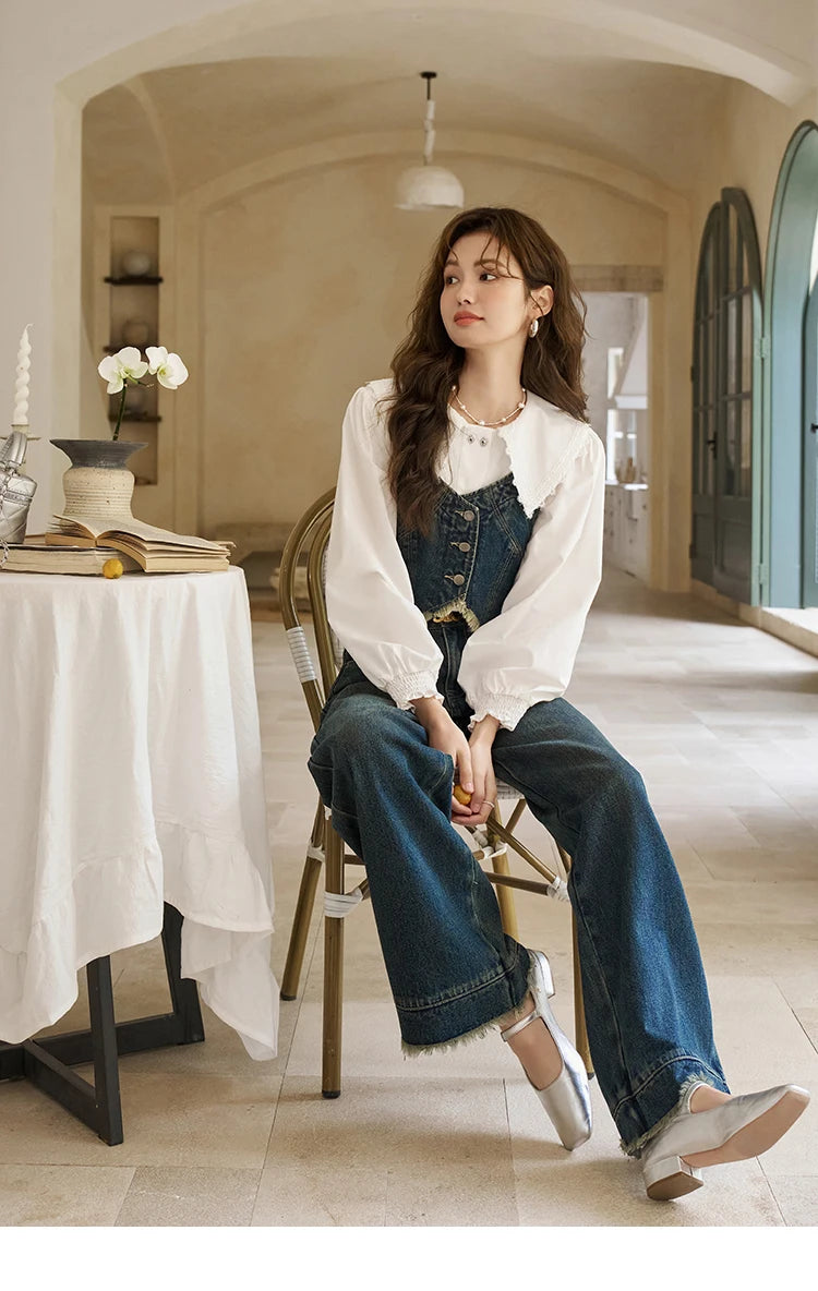 MISHOW American Retro Denim Suspender Tank Top 2024 Spring Single Breasted Sleeveless Short Vest Top Outerwear MXD12D0025