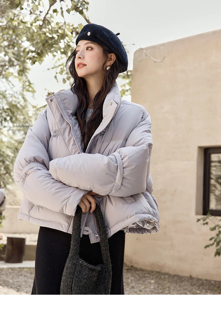 MISHOW Minimalist Down Jacket Women Zipper Short Jacket 2024 Fall Winter Loose Korean Version White Duck Down Jacket MXD42Y0047