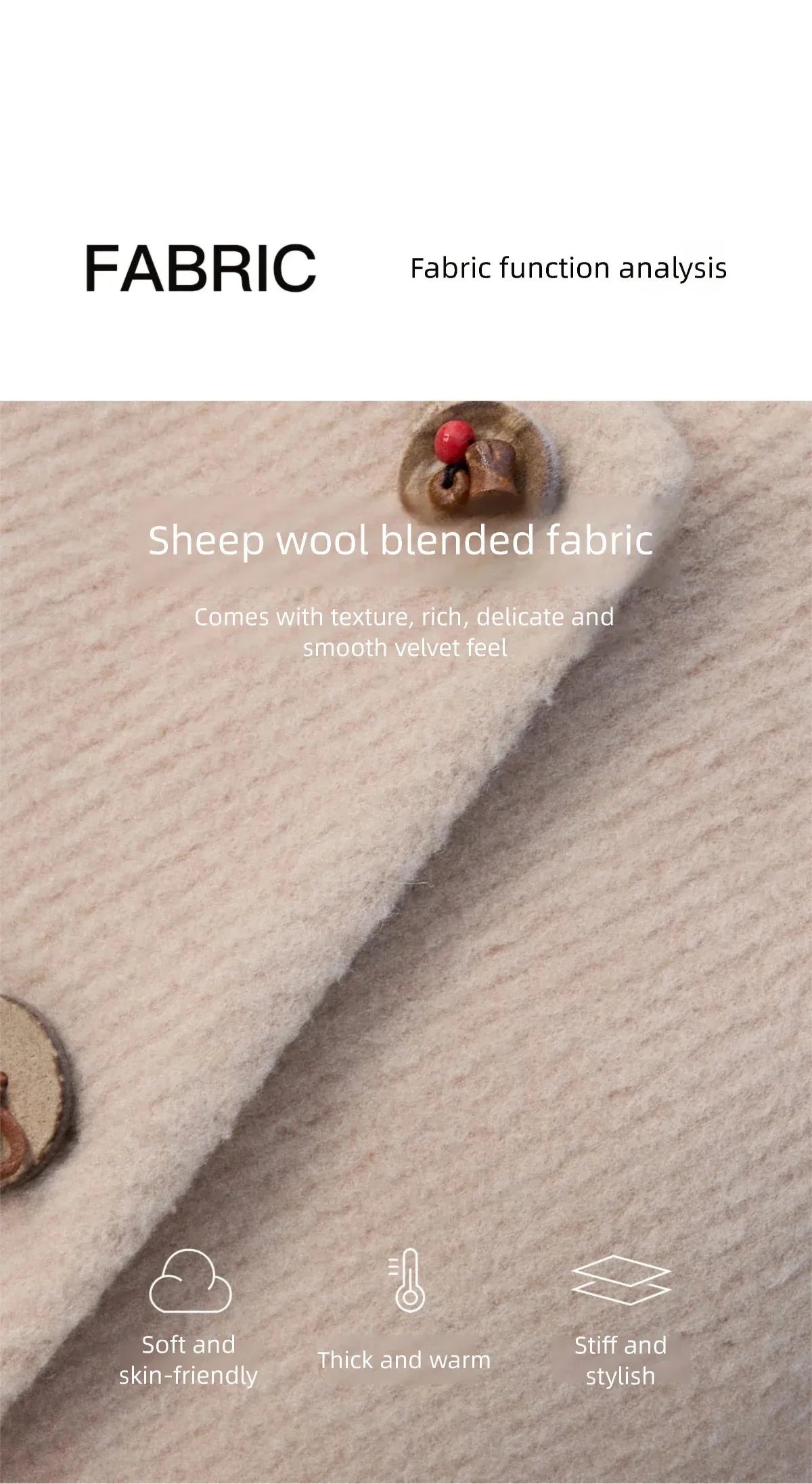 MISHOW Retro Apricot Wool Thickened Short Coat 2025 Winter Plush Splicing Coat Placket Vintage Handmade Buttons Coat MXE92W0998