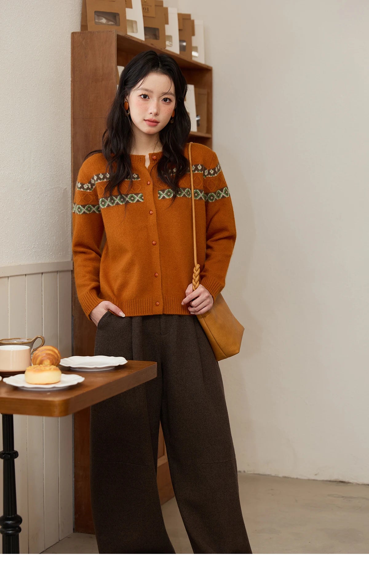 MISHOW Women Pants 2025 Autumn Winter Retro Brown Wide-leg Pants High Waist Design Loose Casual Drape Pants MXE88K1122