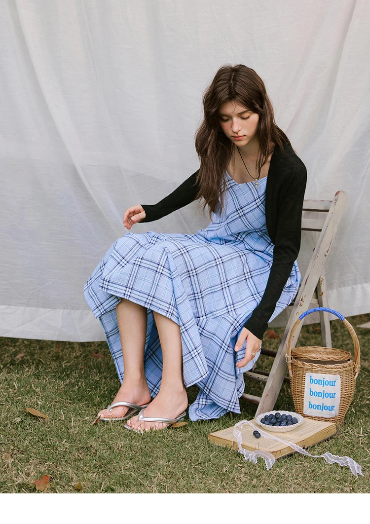 MISHOW Holiday Women's Summer Camisole Dresses 2025 Sleeveless Blue Palid Slim A-line Dress Female New Fashion Thin MXE33L2260