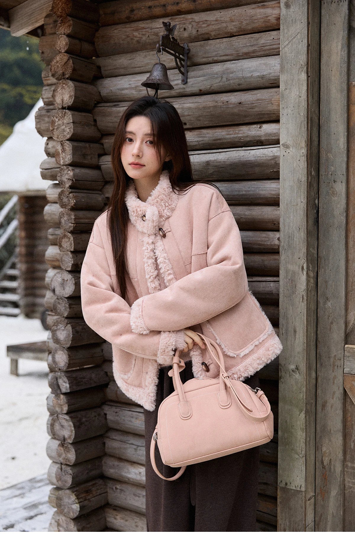 MISHOW Winter Jacket Women 2025 Elegant Luxury Suede Composite Fur Stand-up Collar Short Jacket Windproof Warm Coat MXE87W0941