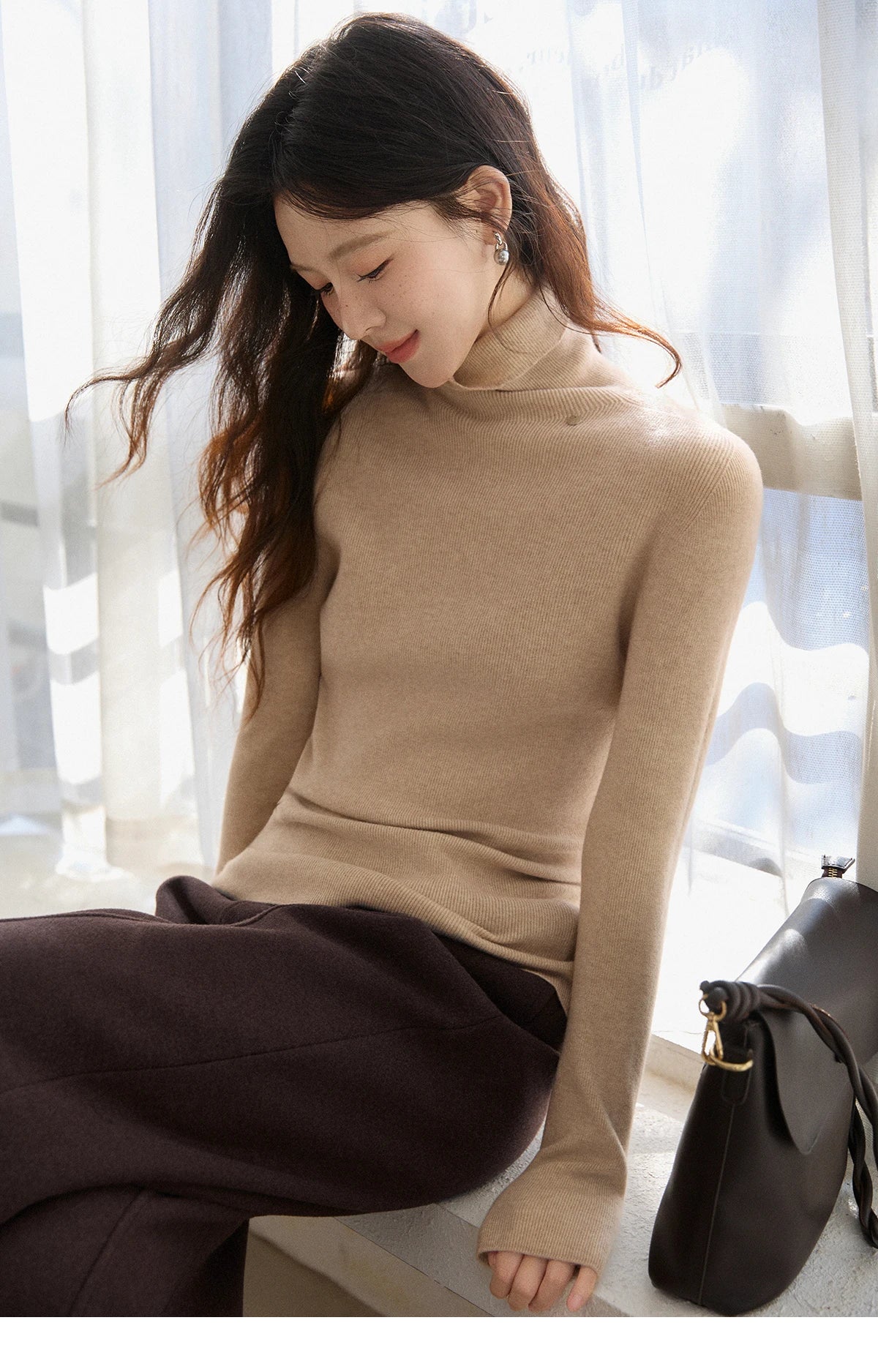 MISHOW High Waist Wide Leg Pants for Women 2025 Winter Casual Loose Thick Fleece Warm Knit Pants Straight Trousers MXE92K1127