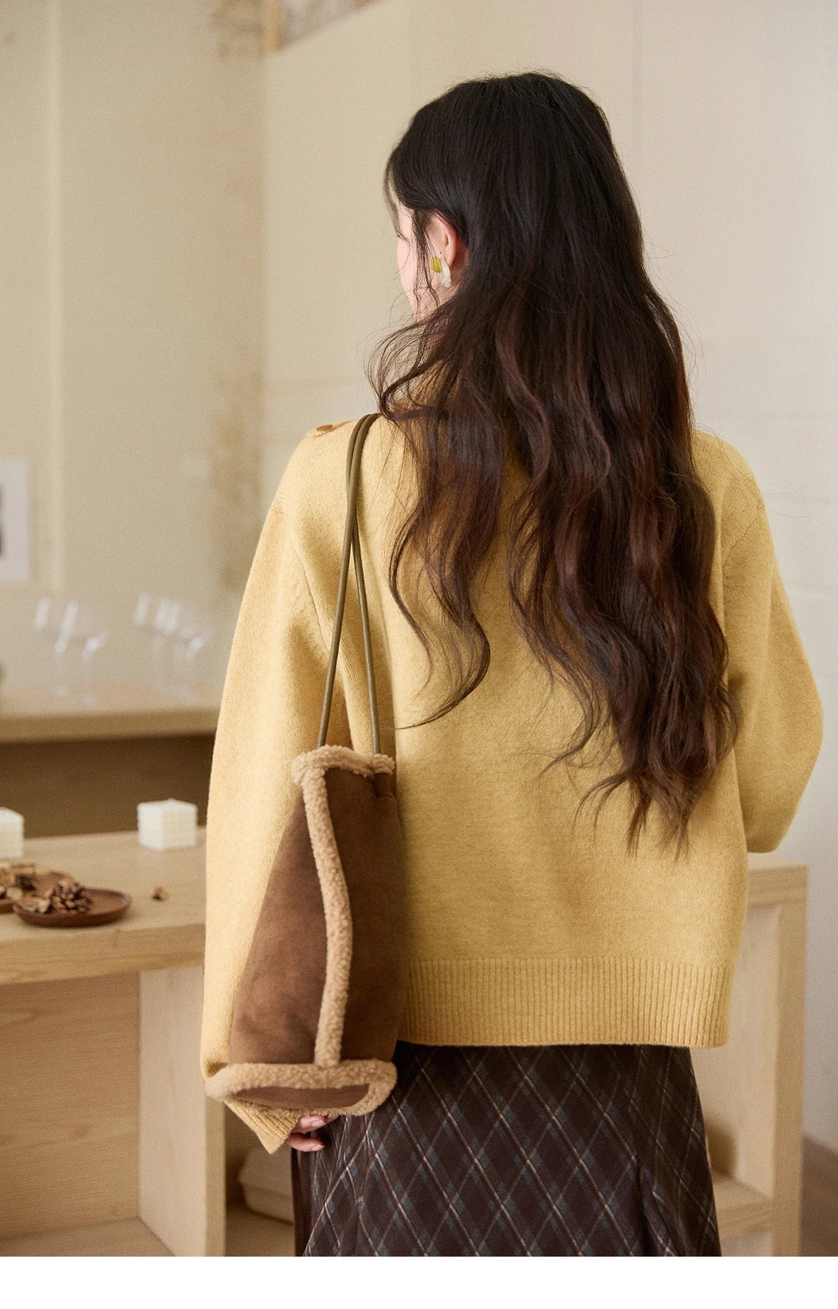 MISHOW Women's Mustard Yellow Knit Cardigan 2026 Spring Asymmetric Collar Dropped Sleeves Tops Casual Loose Sweater MXE93Z2936