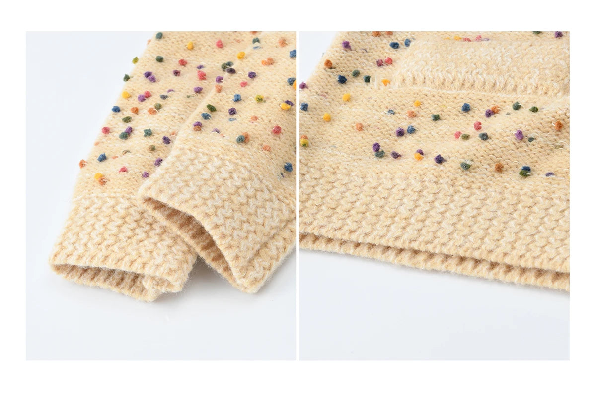 MISHOW Colorful Yellow Sweater Cardigan for Women Winter 2025 Arctic Fleece Retro Round Neck Warm Thick Knit Sweaters MXE91Z2778