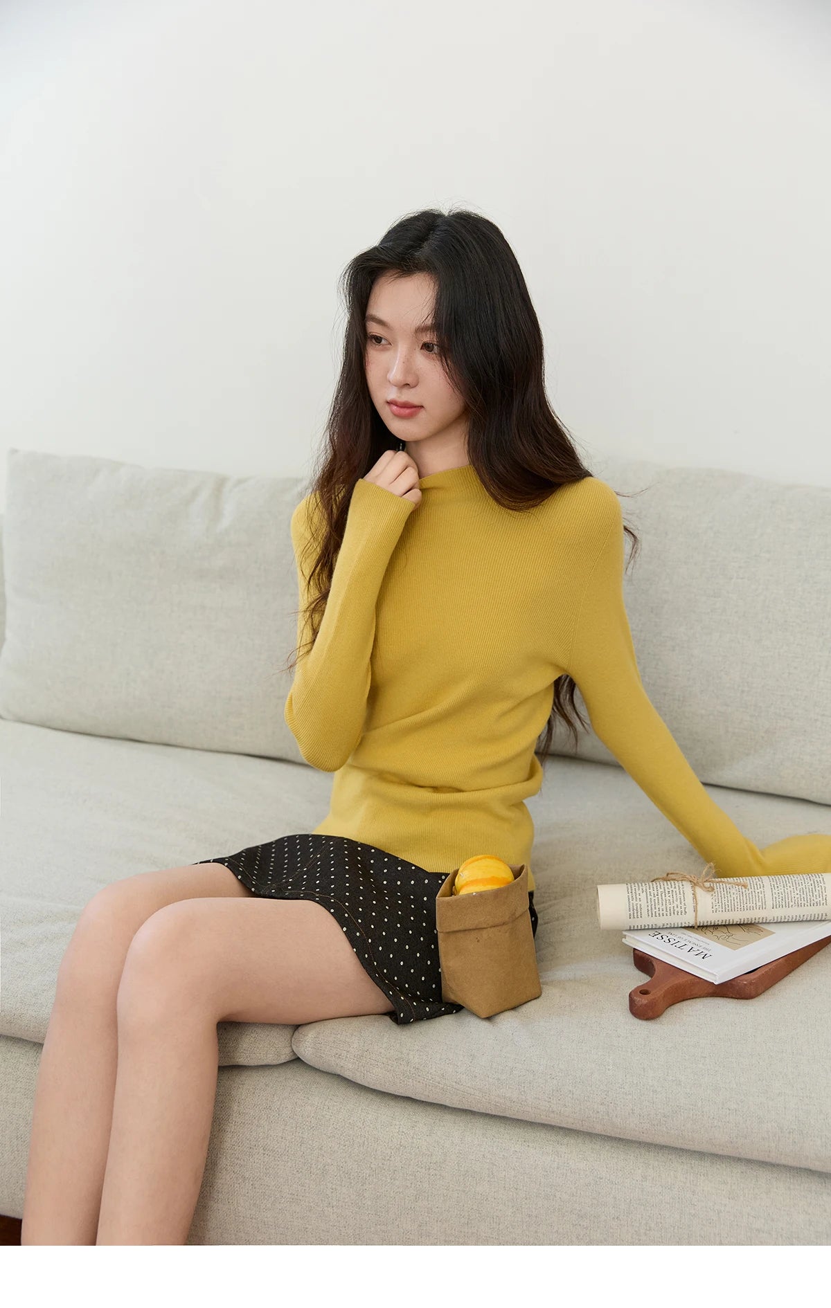MISHOW Woman Long-sleeved Tops 2025 Autumn Winter Minimalist Mock Neck Knited Top Commute Casual Slim Pullover Woman MXE48Z2583