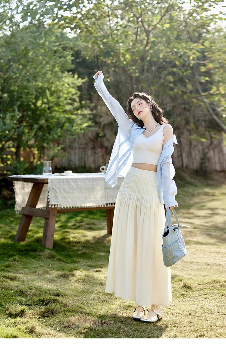 MISHOW Casual Versatile Skirt Women 2025 Spring Solid New A-line Slim Long Skirts Female Fashion High Waist Clothing MXE12B0663