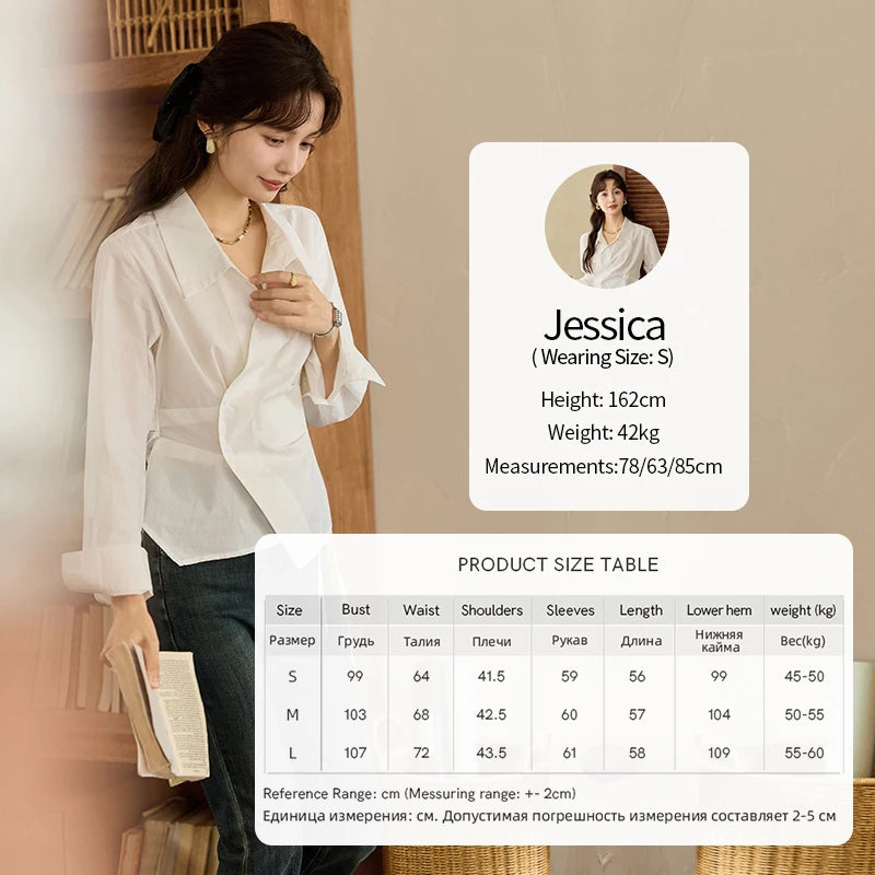 MISHOW French Side Placket Asymmetric Shirt Autumn 2025 Pleated Waist Lapel Shirts Long Sleeve Loose Commuter Tops MXD45C0357