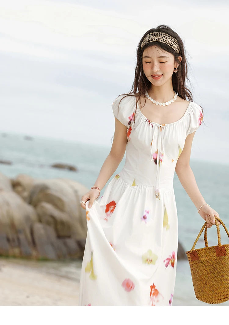 MISHOW Korean Cotton Print Drawstring Dress MXE32L2212