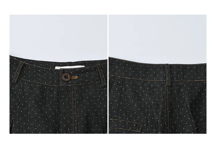 MISHOW Women's Fashion Polka Dot Pants Summer 2025 New High Waist Straight Pants Casual Button Zipper Wide Leg Jeans MXE38K0956