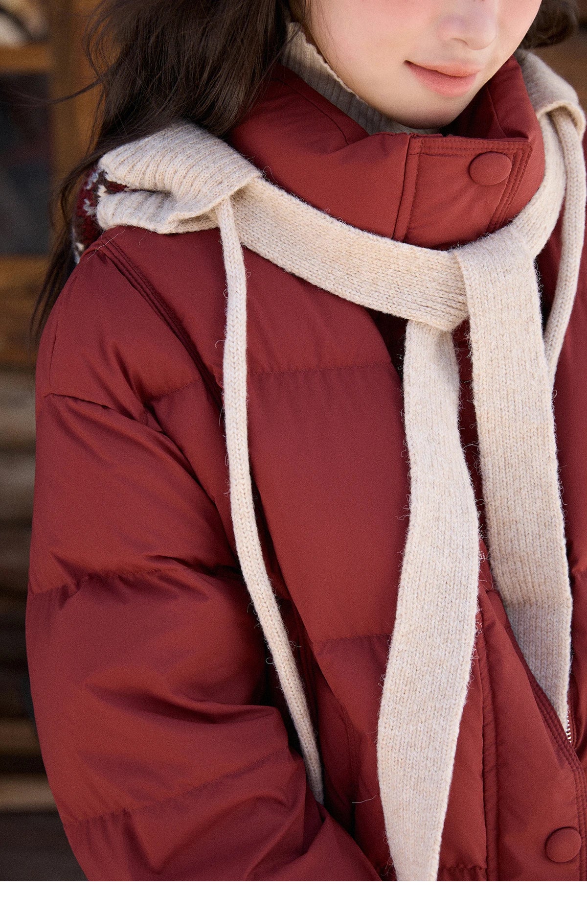 MISHOW Christmas Down Jacket with Jacquard Hat Winter 2025 90% White Duck Down Warm Coats Stand Neck Solid Down Coat MXE90Y0086