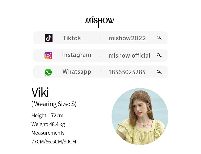 MISHOW Korean Lace Hollowed Out Flying Sleeve Blouse for Women 2024 Summer Square Neck Doll Shirt Casual Top MXD30X1574