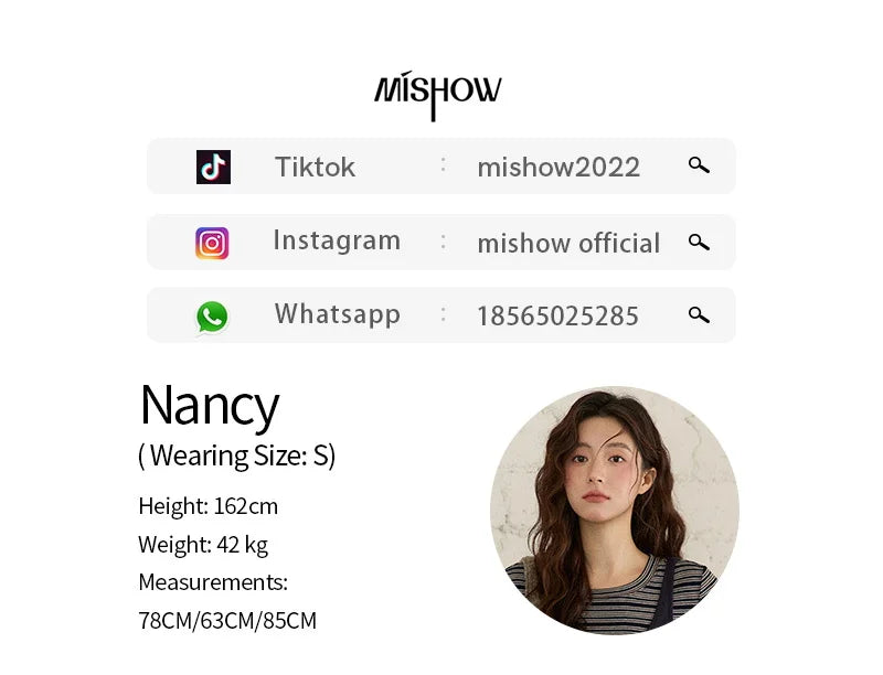 MISHOW Women's Two-Piece Set, 2025 Winter New Retro Casual Round Neck Long Sleeve Striped Top with Tie-Waist Camisole MXE87T1430