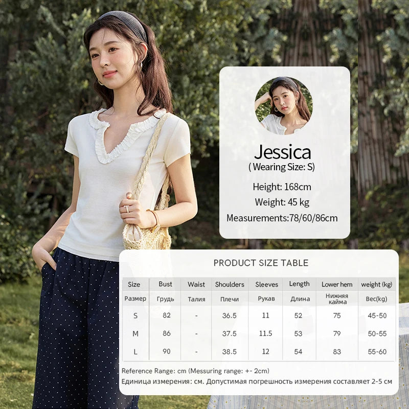 MISHOW Casual Summer T-shirts Women New 2025 Short Sleeve V-neck Solid Straight Shoulder Slimming Shirt Female Thin MXE35T0562