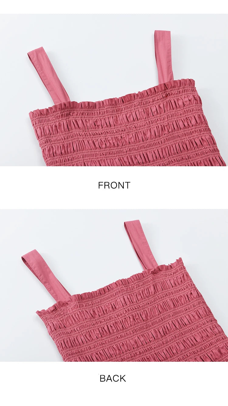 MISHOW Sling Square Collar Dress for Women 2025 Summer High Waist Pocket Fashion A-line Long Dress Ladies Clothing MXE36L2319