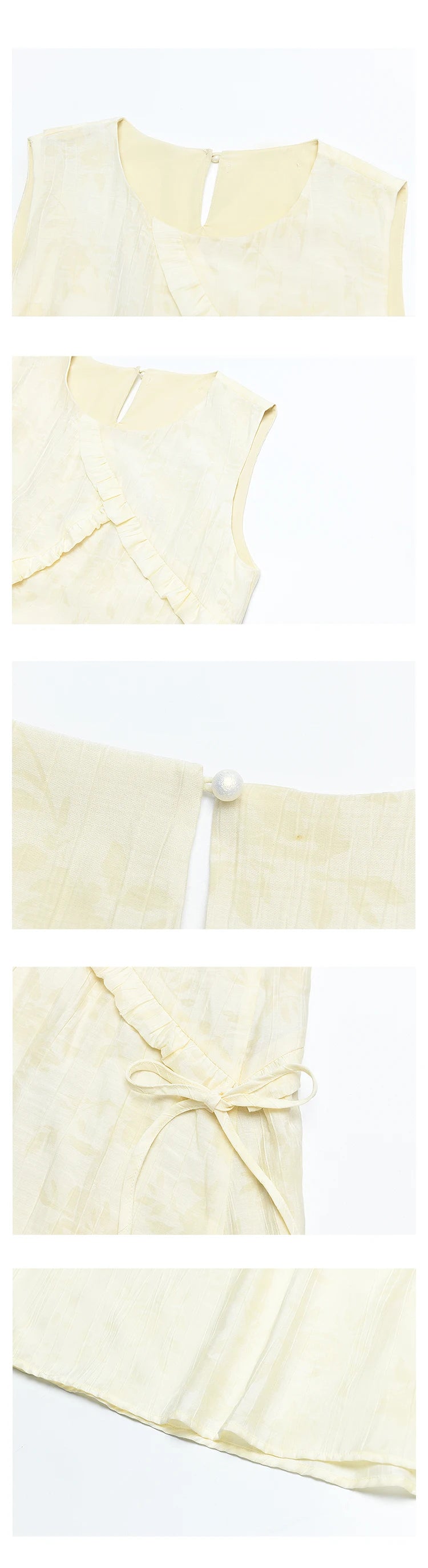 MISHOW French Sleeveless Suspender Dress for Women Summer Round Neck Auricularia Auricula Edge Lace-up Vest Dresses MXD26L1821