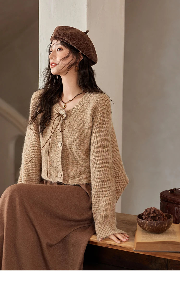 Mishow Vintage Knitted Cardigan & Strap Dress Set MXD36L2059