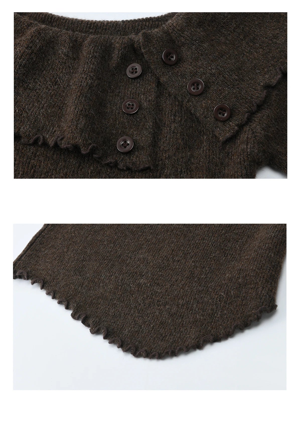 MISHOW Women's Retro Knitted Two-Piece Set 2025 Winter Coffee Ruffle Boat Neck Top A-Line Elastic Waist Skirt Outfit MXE93T1455