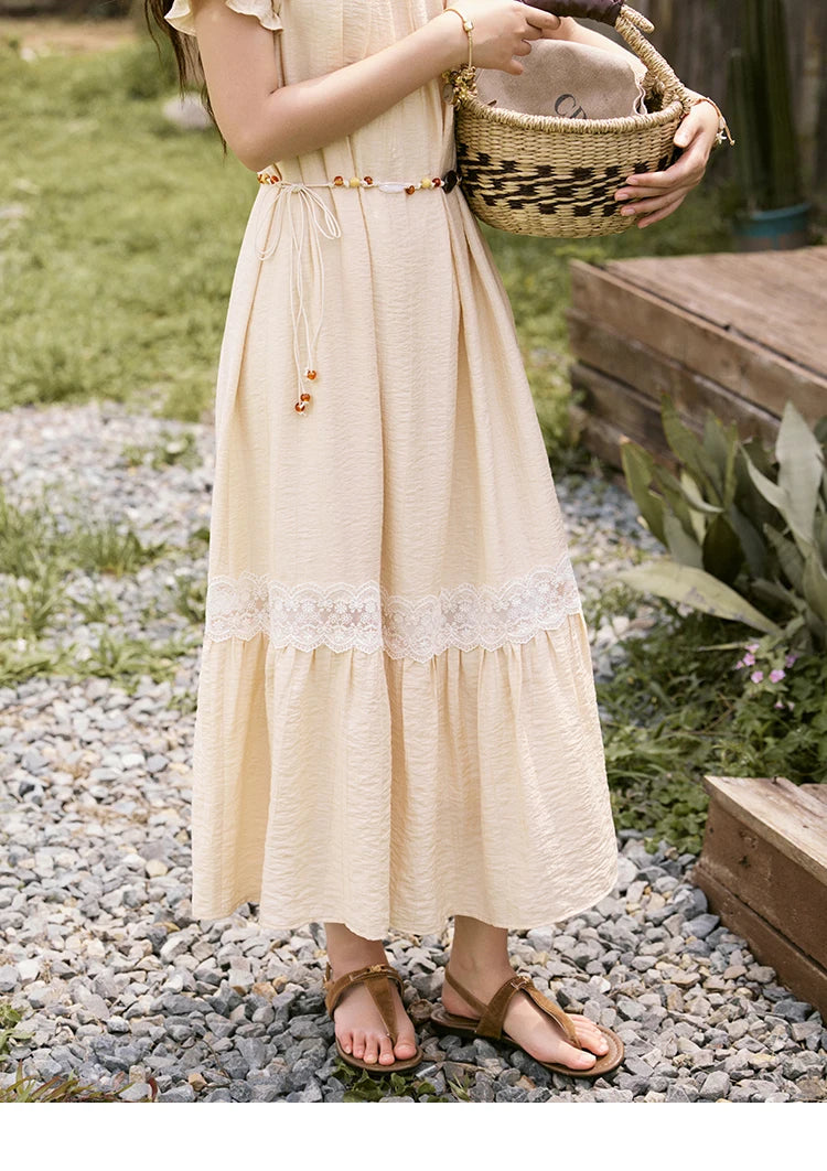 MISHOW French Holiday Summer Dresses Women Summer 2025 Short Sleeve Halter Neck Off-shoulder Long Dress Female New MXE31L2190