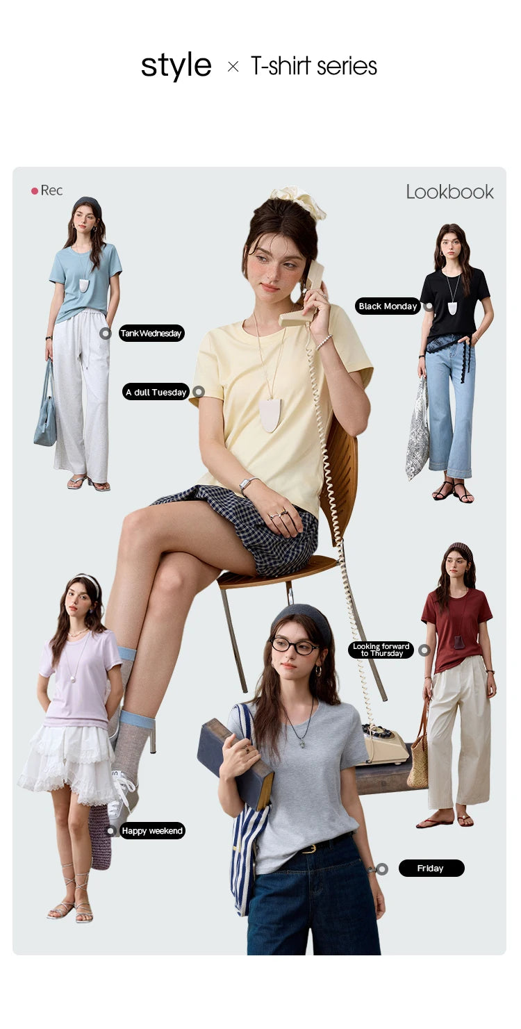 MISHOW Casual Summer T-shirts Women Short Sleeve Round Neck Solid Straight Shoulder Shirt Female Fashion Slimming New MXE31T0532