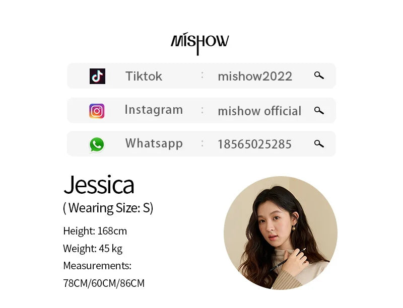 MISHOW Knitted Tops for Women 2025 Autumn New Apricot Stand Collar Long Sleeves Slim Fit with Detachable Cuffs Tops MXE49Z2532