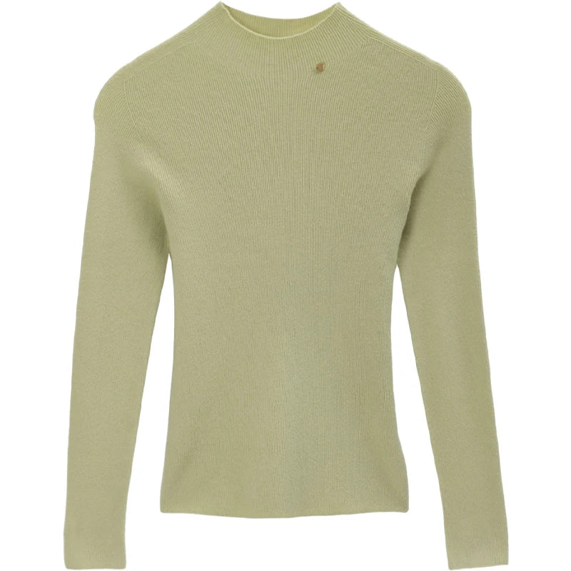MISHOW Woman Long-sleeved Tops 2025 Autumn Winter Minimalist Mock Neck Knited Top Commute Casual Slim Pullover Woman MXE48Z2583