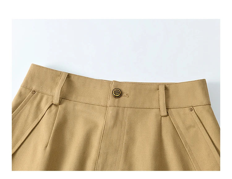 MISHOW Khaki Skirt for Women Spring 2025 Symmetrical Diagonal Insert Pocket Skirts High Waist Slim A-line Short Skirt MXE13B0694