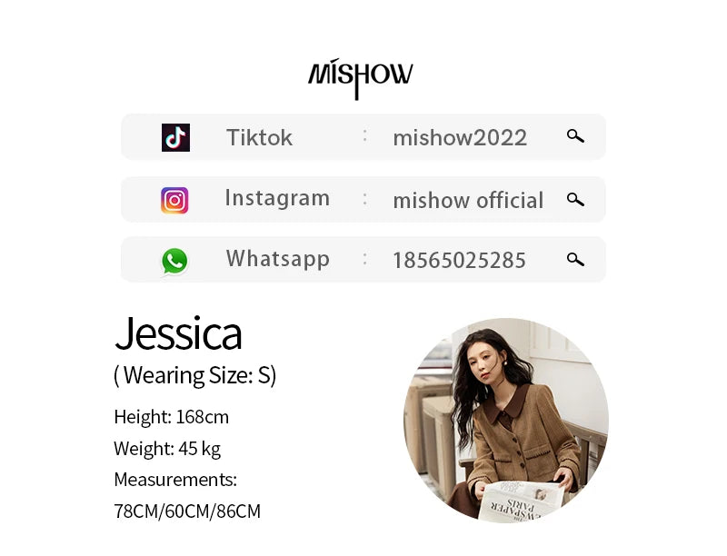 MISHOW Plaid Tweed Coats Midi Skirt Separately Women 2024 Fall Winter Polo Vintage Elegant Jackets Pleated Skirts MXD46W0460