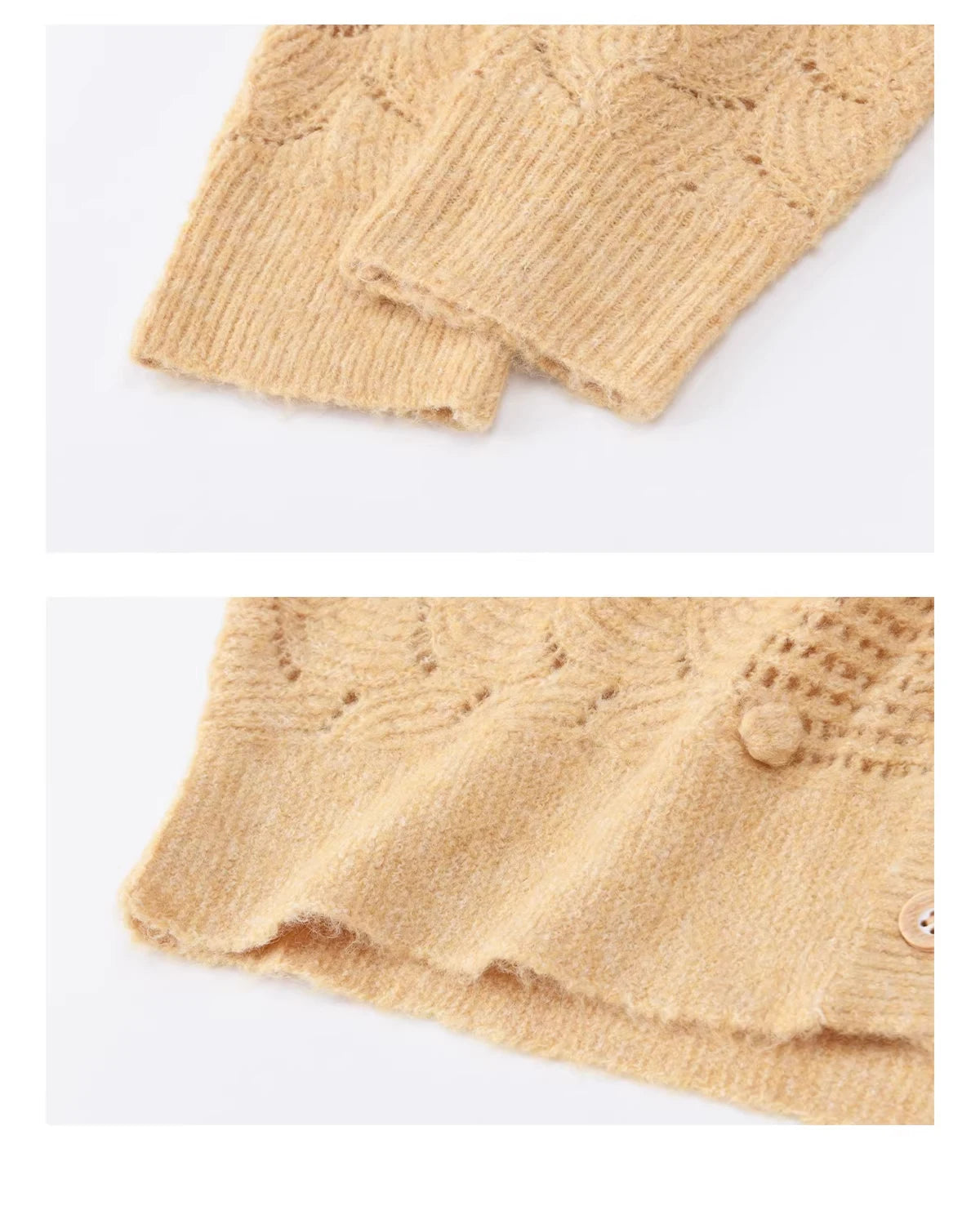 MISHOW Women's Solid Hollow-out Knit Thin Cardigan 2026 Spring V-Neck Bobble Knit tops Casual Loose Knitted Sweater MXF108Z1020