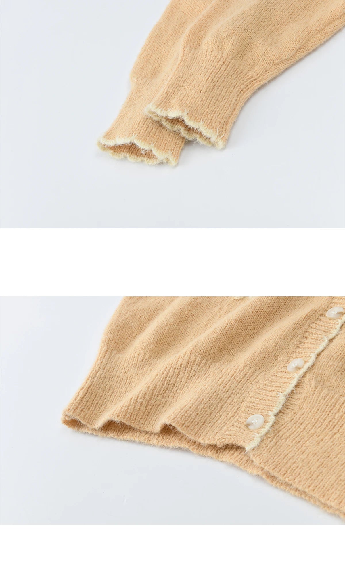 MISHOW Women's Camel Knitted Cardigan 2026 Spring Floral Embroidery Crew Neck Tops Button Warm Loose Cropped Sweater MXF11Z2896