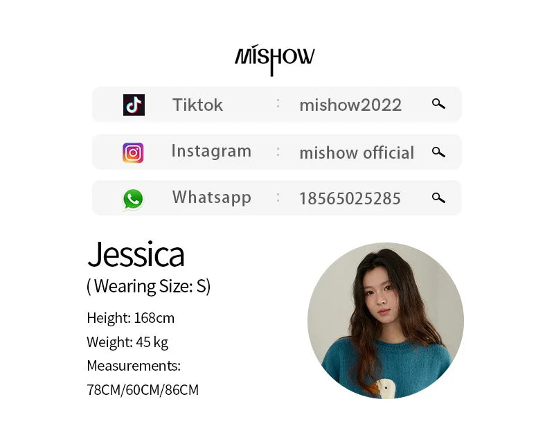 MISHOW Woman Knit Top Peacock Blue Jacquard Sweater for Women 2025 Winter O-neck Long Sleeve Loose Fit Thick Sweater MXE86Z2751