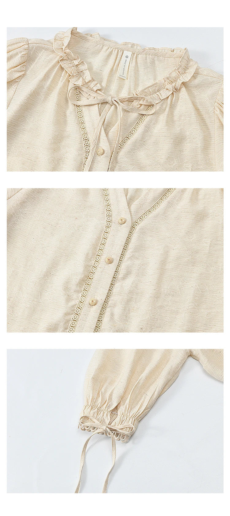 MISHOW French Retro Lace Collar Shirt for Women 2024 Autumn Bow Tie Top Lantern Sleeves Seven Quarter Sleeves Shirt MXD41X1621