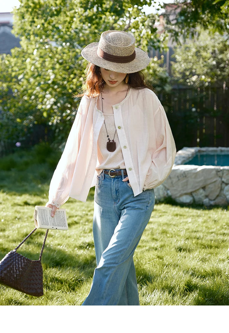 MISHOW Thin Shirt Set for Women 2025 Summer New Ladies Casual Tank Top Sunshade Button Shirt Stacked Two Piece Set MXE39T0689