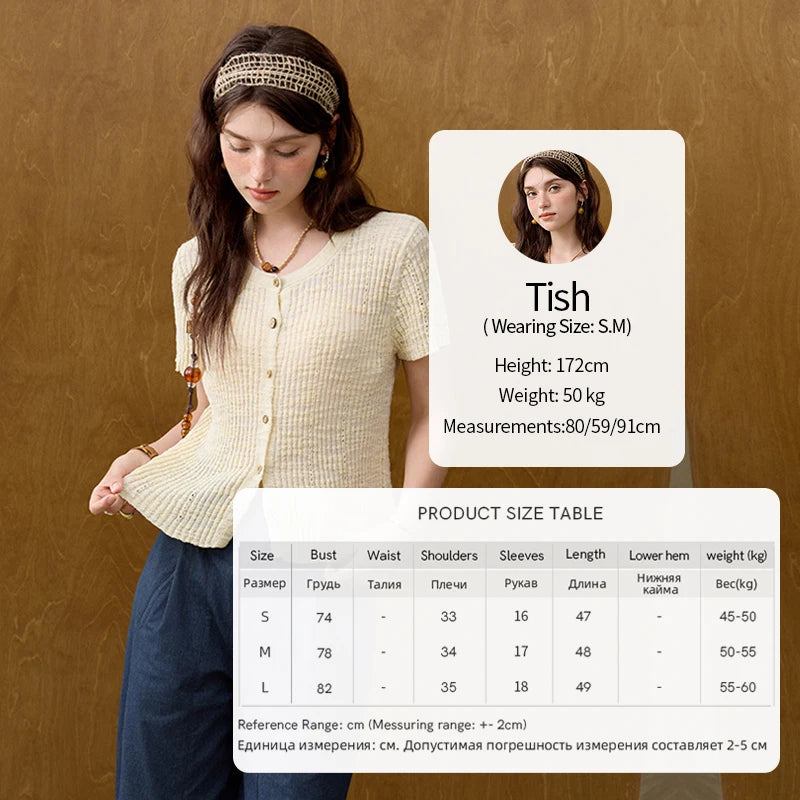 MISHOW Summer Knitted T-Shirts 2025 New Solid Short Sleeve Round Neck Thin Tops Female Fashion Versatile Office Lady MXE31Z1229