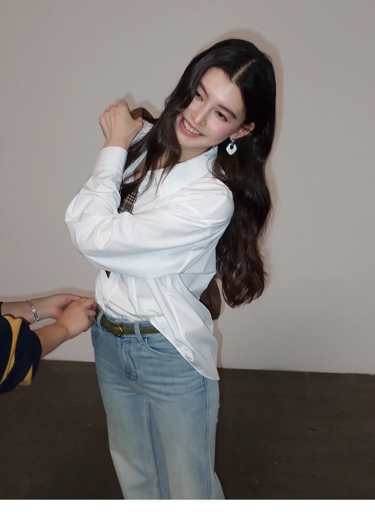 MISHOW Women's Casual Loose Shirt with Plaid Scarf 2026 Spring Lapel Tops Versatile Long Sleeve Shirts Office Lady MXF108C0815