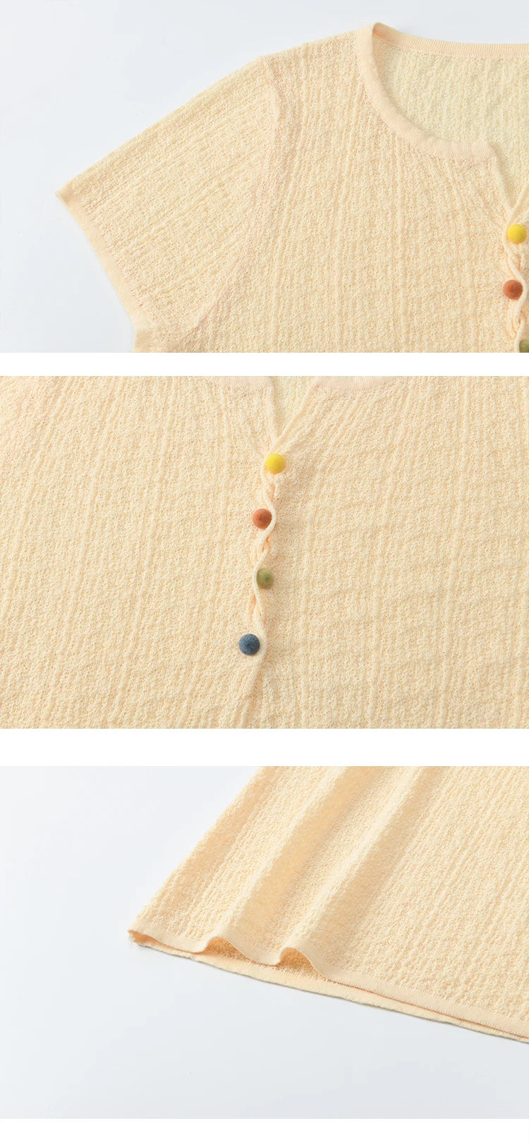 MISHOW Short Sleeved Knitted T-shirt for Women Summer 2025 Twisted Design Dopamine Button Tees Slim Breathable Top MXE34Z1243