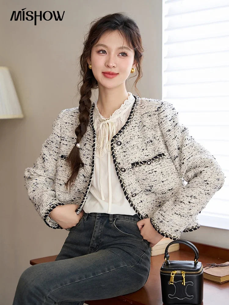 MISHOW Tweed Jacket Short Women Outfits Autumn Separately Cropped New Jacket Shorts Elegant Fashion Office Lady MXC41W0029