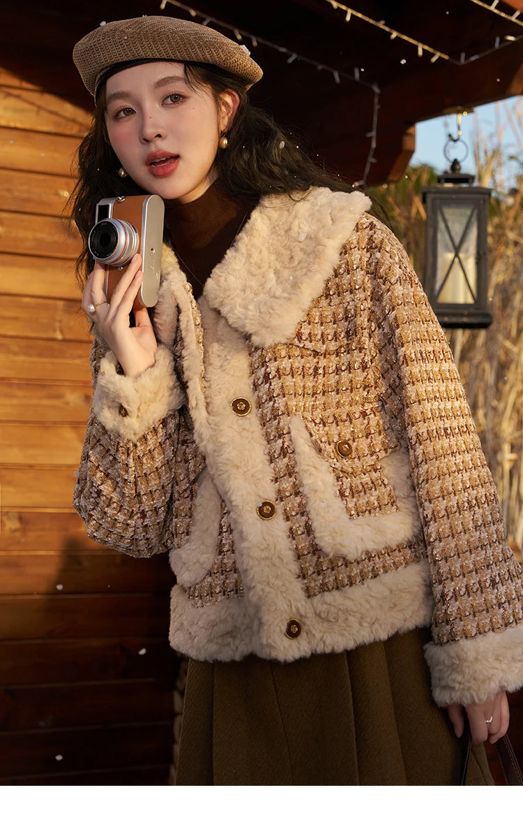 MISHOW Winter Parkas Jacket Women High Quality Loose Padding Cotton Coat Thick Warm Houndstooth Puff Jackets Ladies MXC54W0137