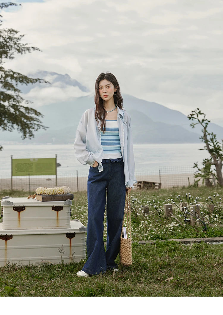 MISHOW Blue Striped Camisole Summer Women New 2025 Square Collar Loose Office Lady Tops Female Fashion Design Sense MXE31Z1221