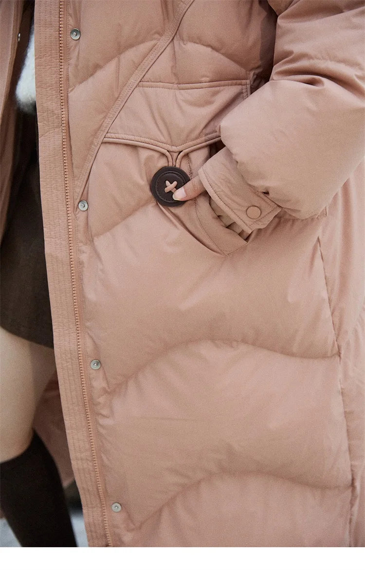 MISHOW Fox Fur Collar Down Jacket for Women 2025 Winter Fashion 90% White Duck Down Thickened Coat Warm Long Coat MXE51Y0082