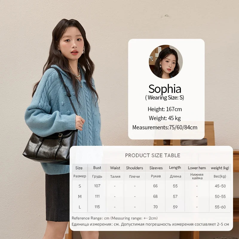 MISHOW Zipper Knit Cardigan Women 2025 Winter Yellow Turn-down Collar Loose Thick Sweater Luxury Comfort Casual Top MXE49Z2619