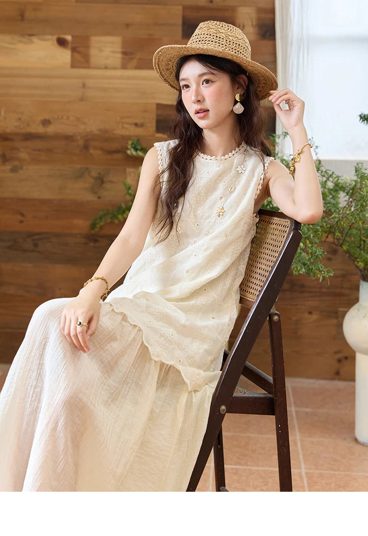 Mishow French Embroidery Fake Two-Piece Vest Dress MXE34L2311