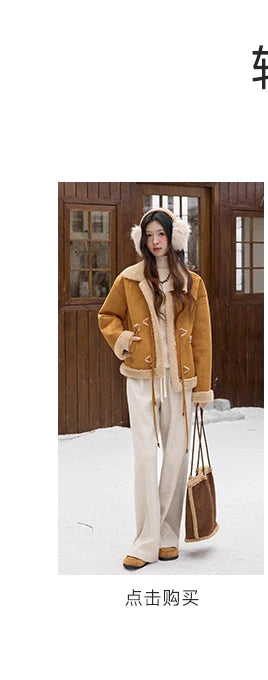 MISHOW Suede Imitation Mink Fur Coat Women Winter 2025 Retro Thick Plush Lace Up Coat Warm Lapel Jackets Office Lady MXE90W0921