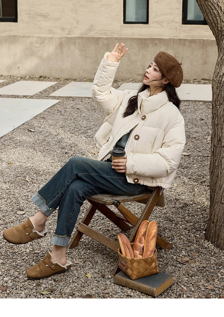 MISHOW Minimalist Down Jacket Women Zipper Short Jacket 2024 Fall Winter Loose Korean Version White Duck Down Jacket MXD42Y0047