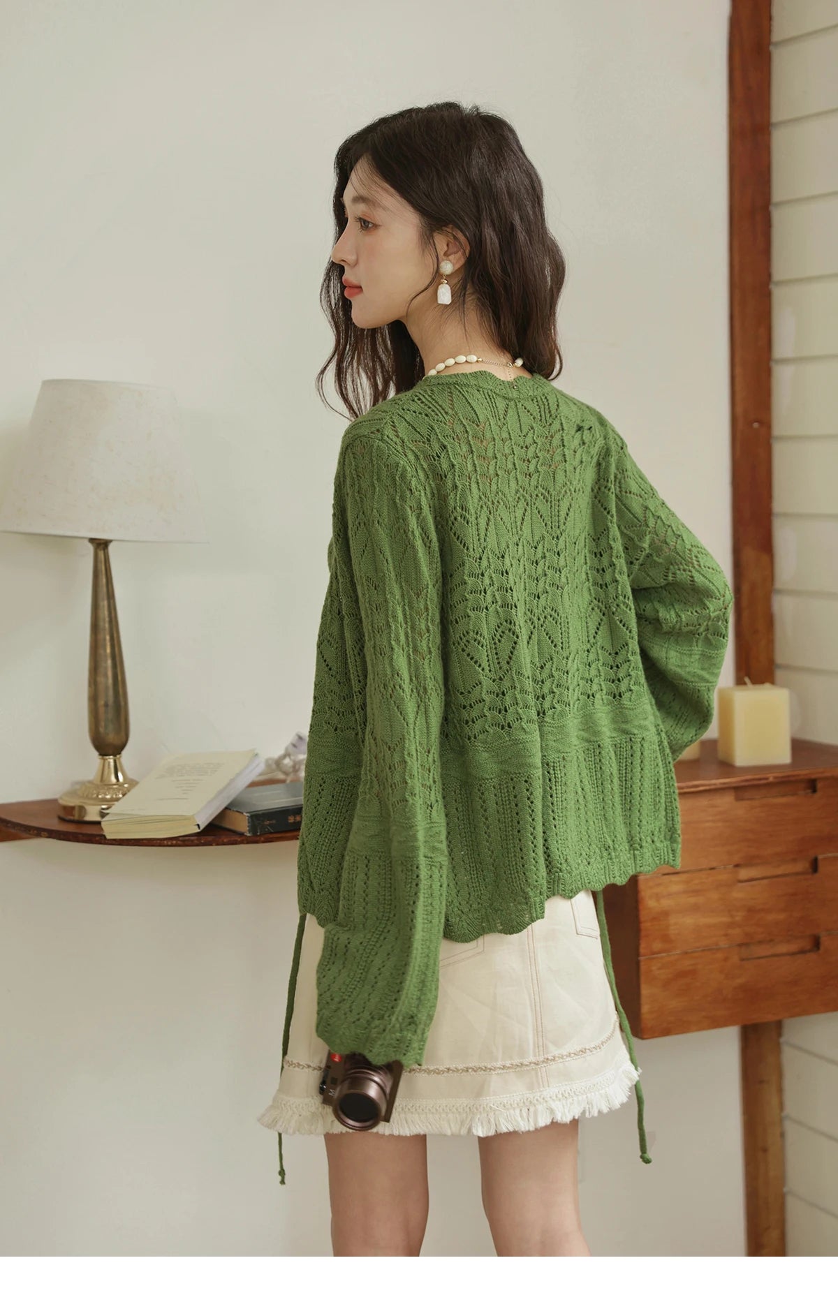 MISHOW Women's Wool Knitted Suit Autumn 2025 Flared Sleeves Lace-up Cardigan Single-breasted Camisole Two-piece Set MXE42T0717