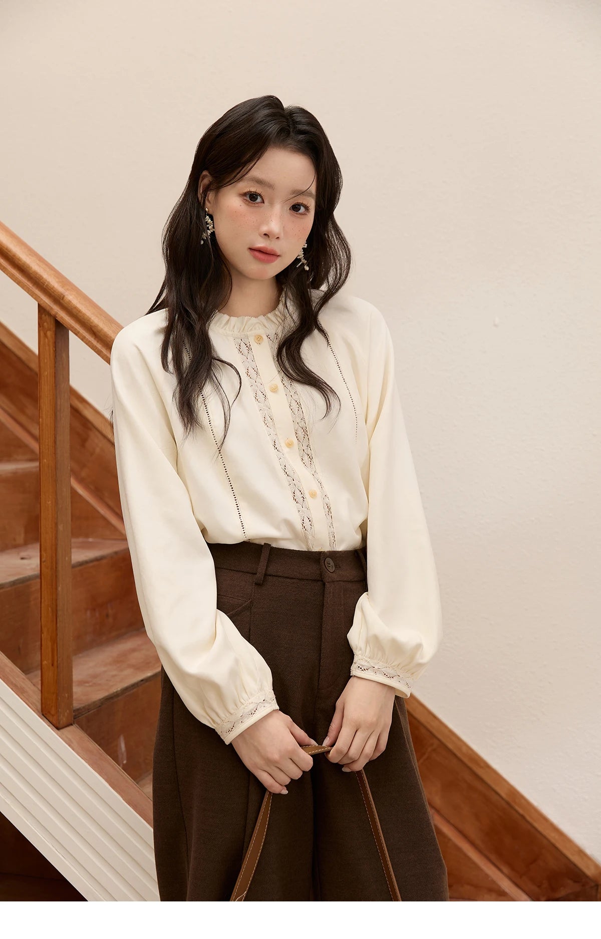 MISHOW Brown Wide-leg Pants for Women 2025 Autumn Winter New Retro High Waist Drape Trousers Commute Casual Pants MXE51K1094