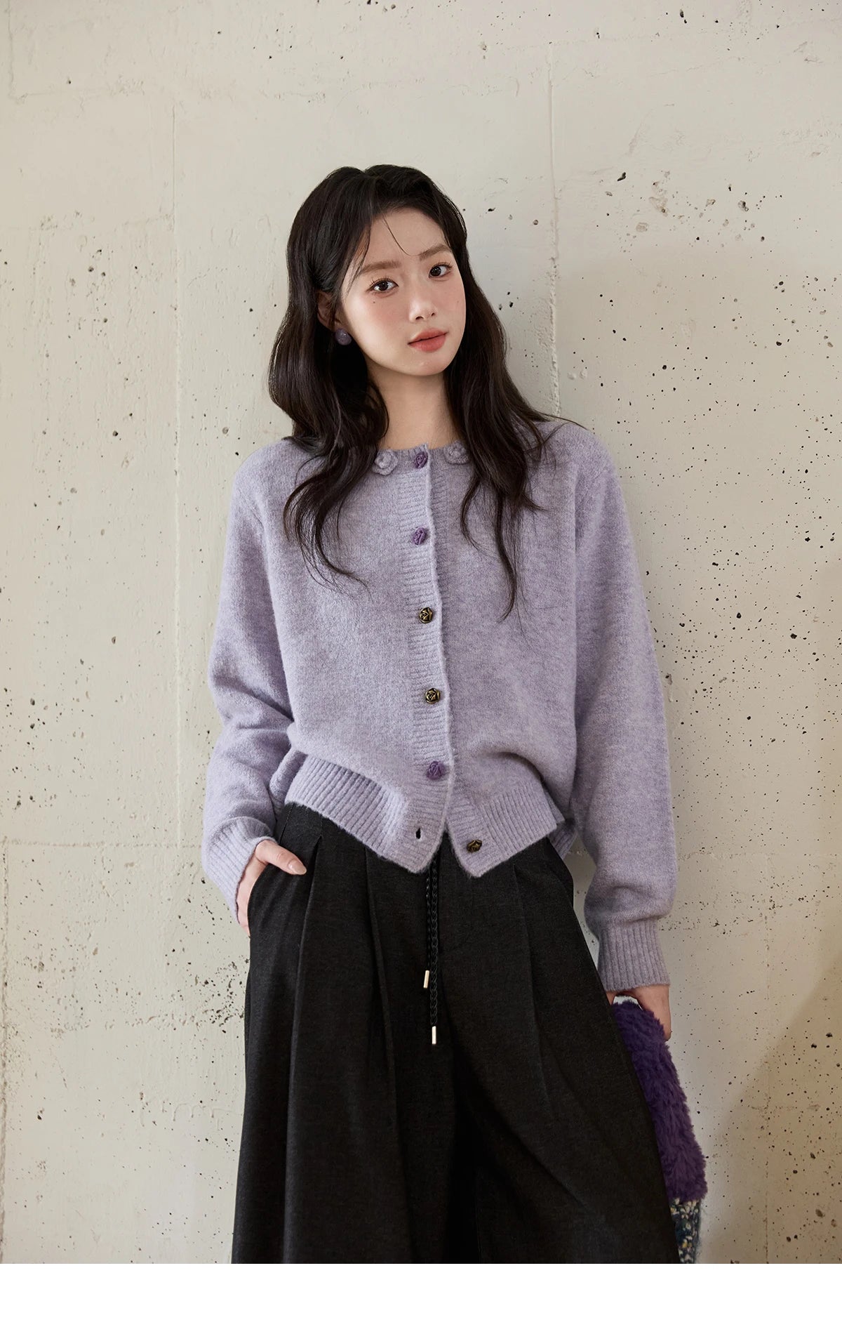 MISHOW Women's Trousers 2025 Autumn Winter Lace-up Gray Wide-leg Pants High Waist Slim Commuting Casual Pants Women MXE51K1106