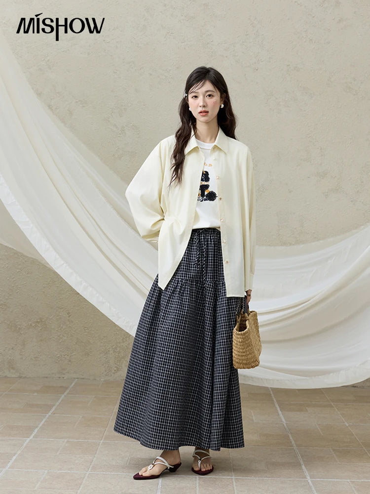 MISHOW Casual Summer Print Shirt Women New 2025 Round Neck Short Sleeve Dog Embroidered T-shirts Female Fashion Tops MXE33T0540