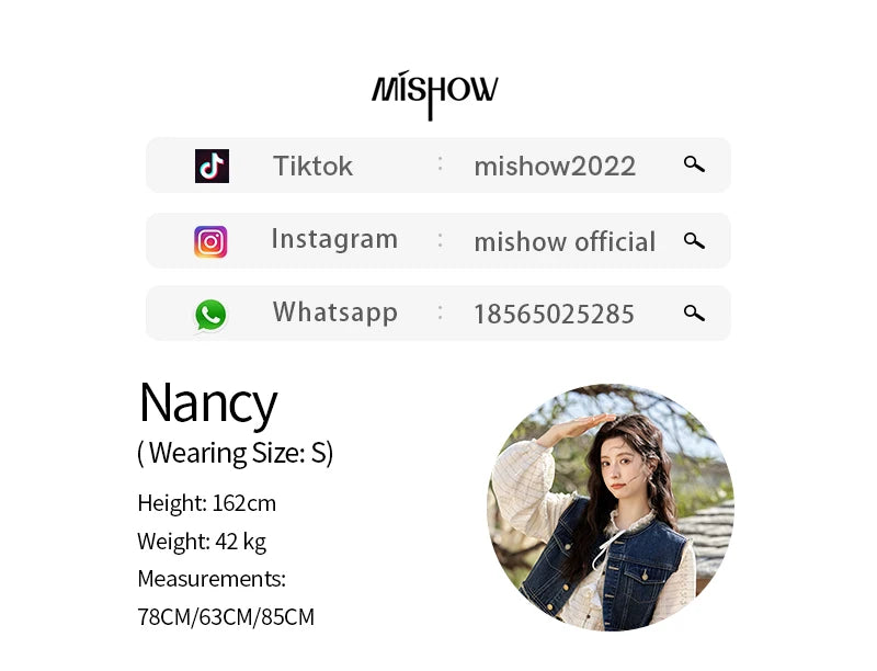 MISHOW Office Lady Spring Vest Female New Sleeveless Round Neck Raw Edge Denim Vests Women Fashion Retro Coat Woman MXE12W0710